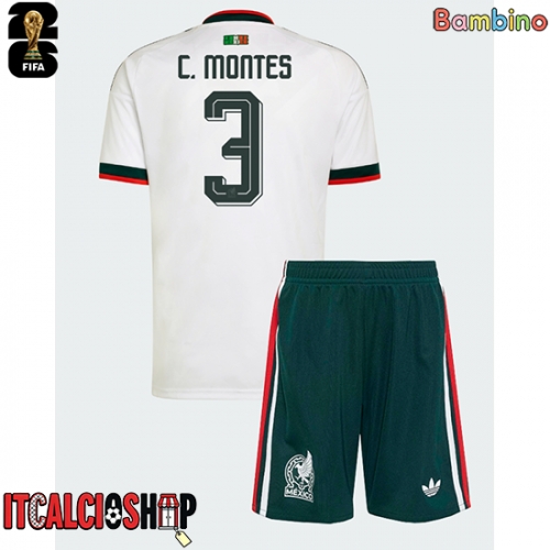Messico Cesar Montes #3 Seconda Maglia Bambino Mondiali 2026 Manica Corta (+ Pantaloni corti)